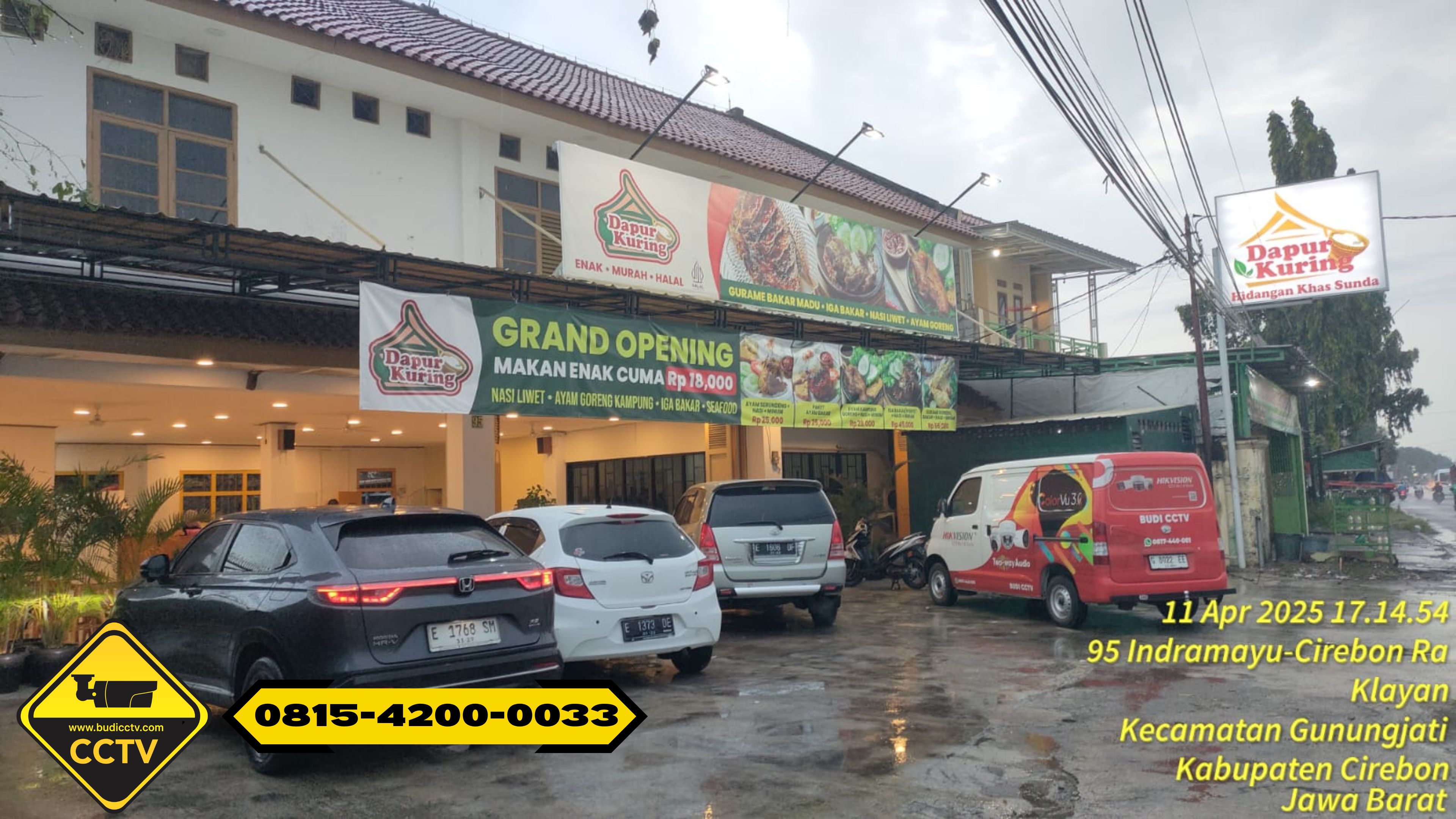 Pemasangan CCTV Hikvision 8 Channel Smart Hybrid Light 2MP di Rumah Makan Wilayah Gunung Jati