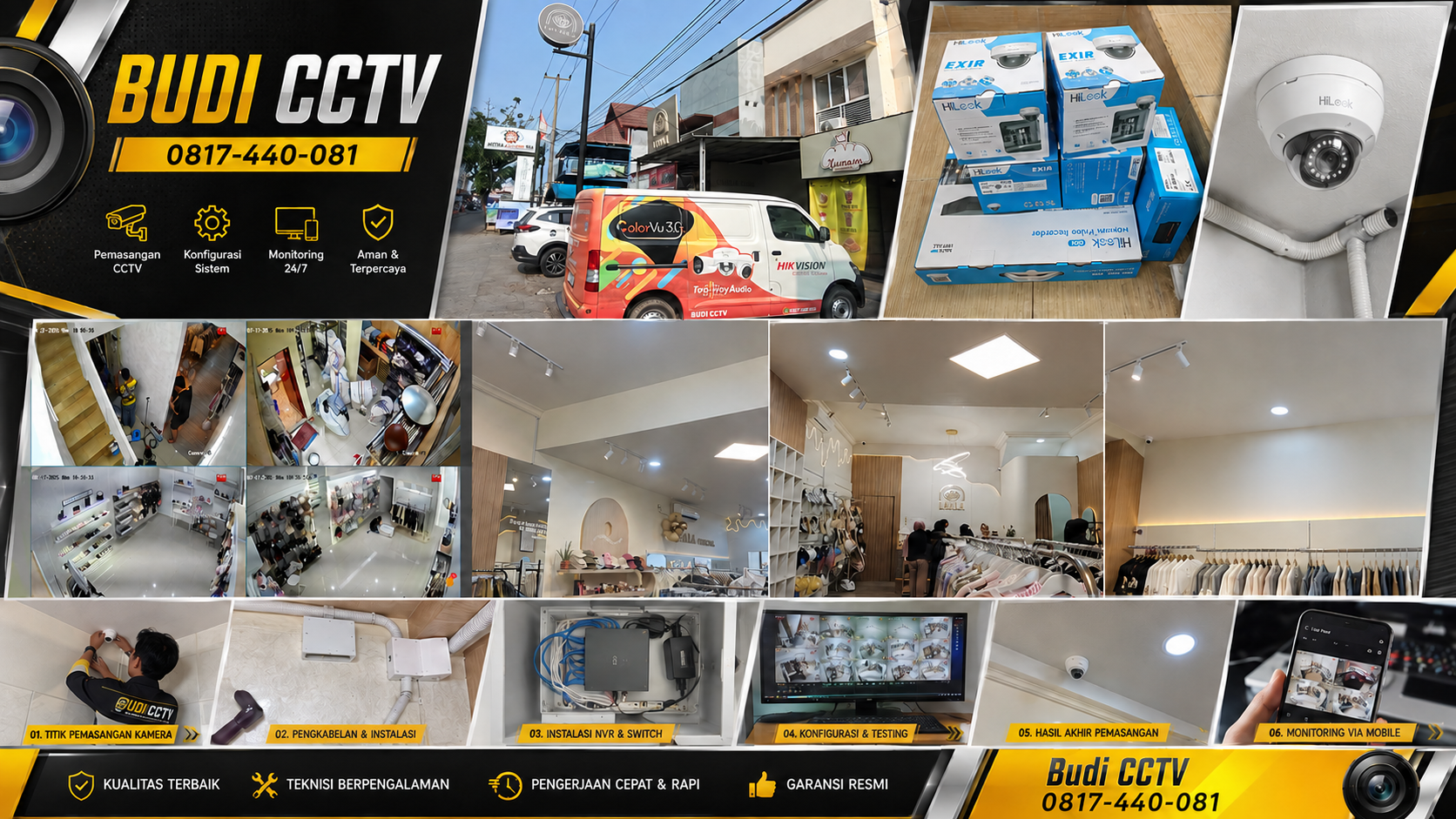 Pemasangan CCTV HiLook IP Camera Cirebon, Hasil Rapi Aman