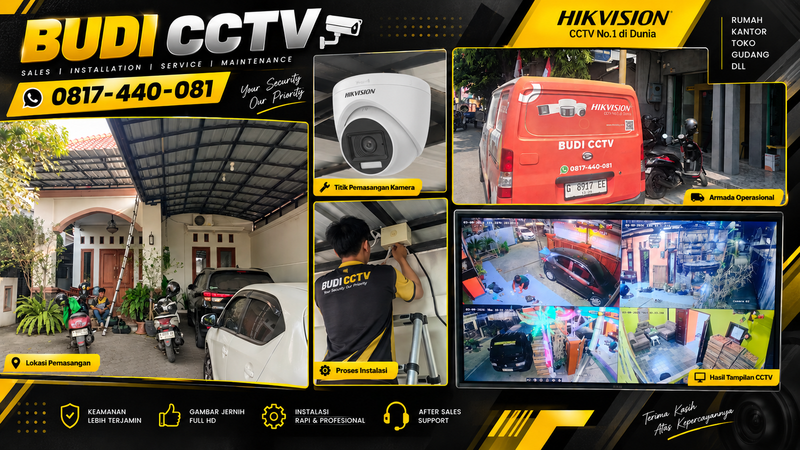 Instalasi CCTV Hikvision di Cirebon dengan Jaminan Garansi Resmi